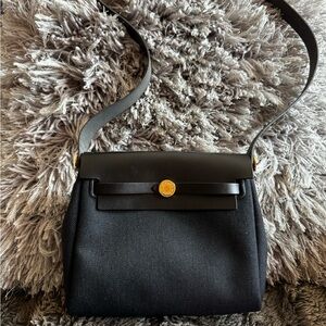 Hermes Mini Herbag 20 Black and Gold Shoulder Bag